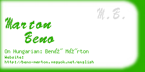 marton beno business card